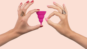 A reusable silicone menstrual cup