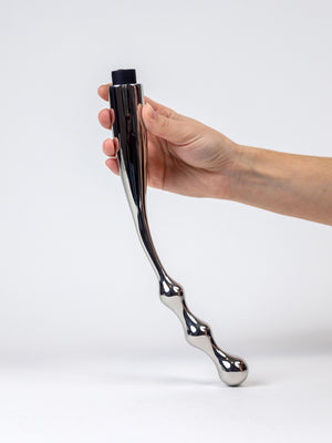 Slide Unisex Stainless-Steel Wand and Metal Vibrator with Long Reach Handle